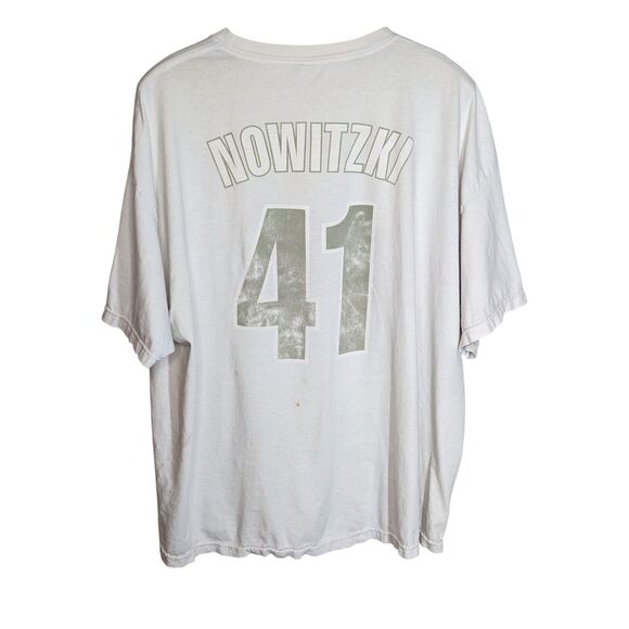 Dirk Nowitzki Face Number XXL T Shirt Fair Semi Thrashed White Dallas Mavericks - Picture 2 of 14